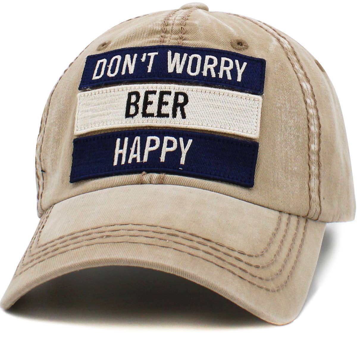 Don't Worry Beer Happy Vintage Ballcap: BLK