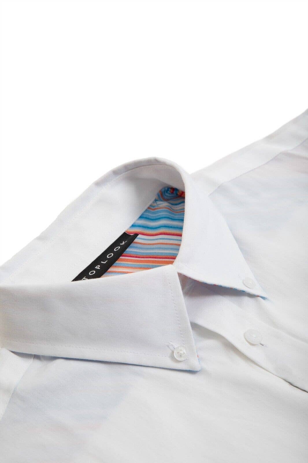 Mens Plain Long Sleeve Shirt Classic Fit Shirts-Bright White: Bright White / L