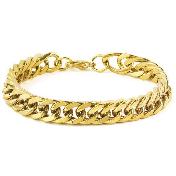 Polished Stainless Steel Curb Bracelet (10mm): Black