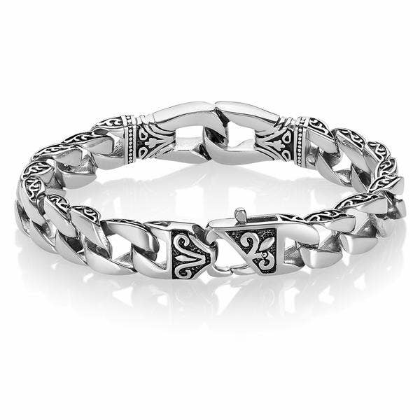 Fleur-de-lis Stainless Steel Link Bracelet
