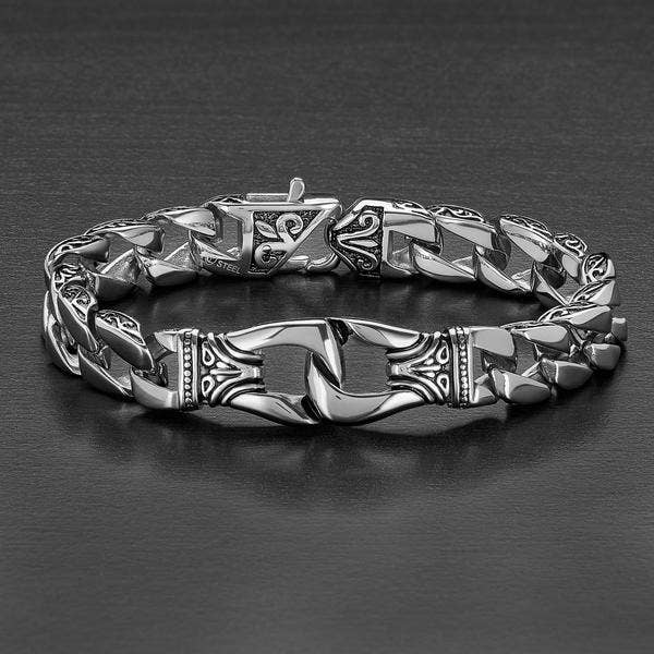 Fleur-de-lis Stainless Steel Link Bracelet