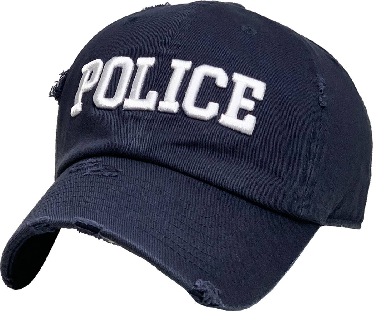 POLICE Vintage Dad Hat: BLK-VINTAGE