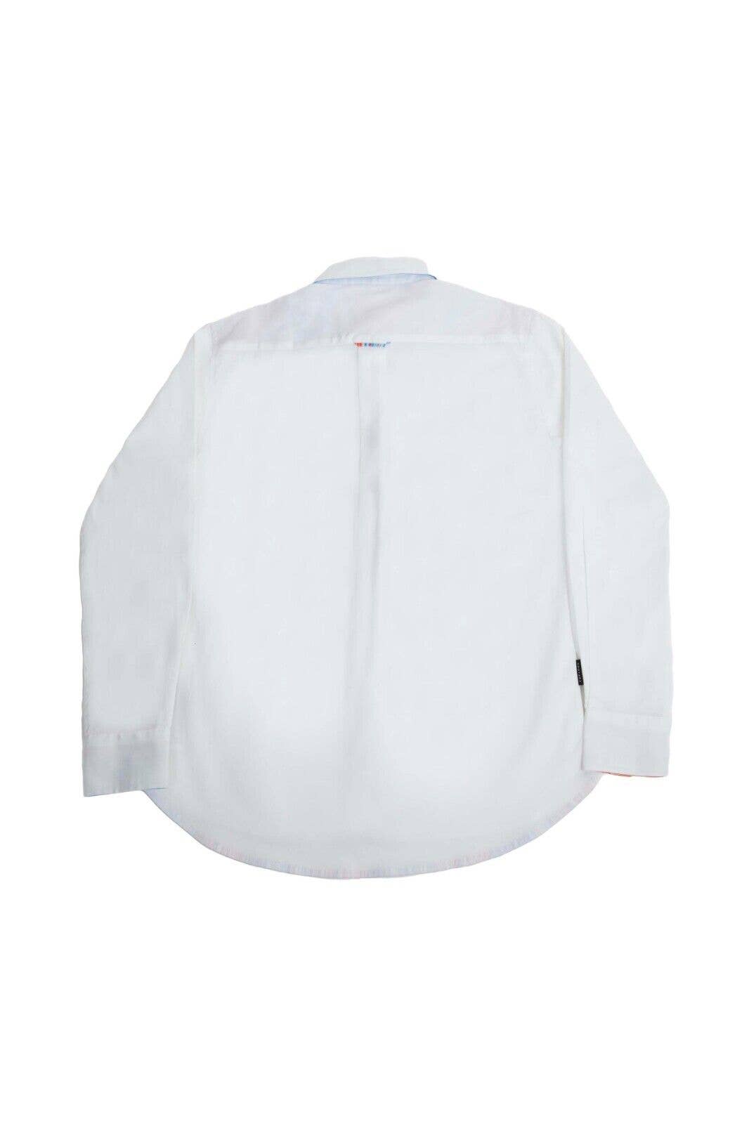 Mens Plain Long Sleeve Shirt Classic Fit Shirts-Bright White: Bright White / L