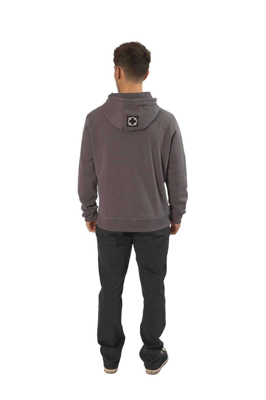 Mens Raised Printed Pullover Fleece Hoodie - Volcanic Glass: Volcanic Glass / L