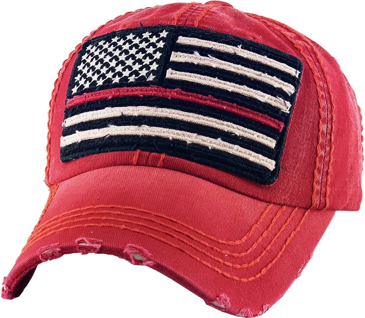 Flag Vintage Ballcap: BLK (RED)
