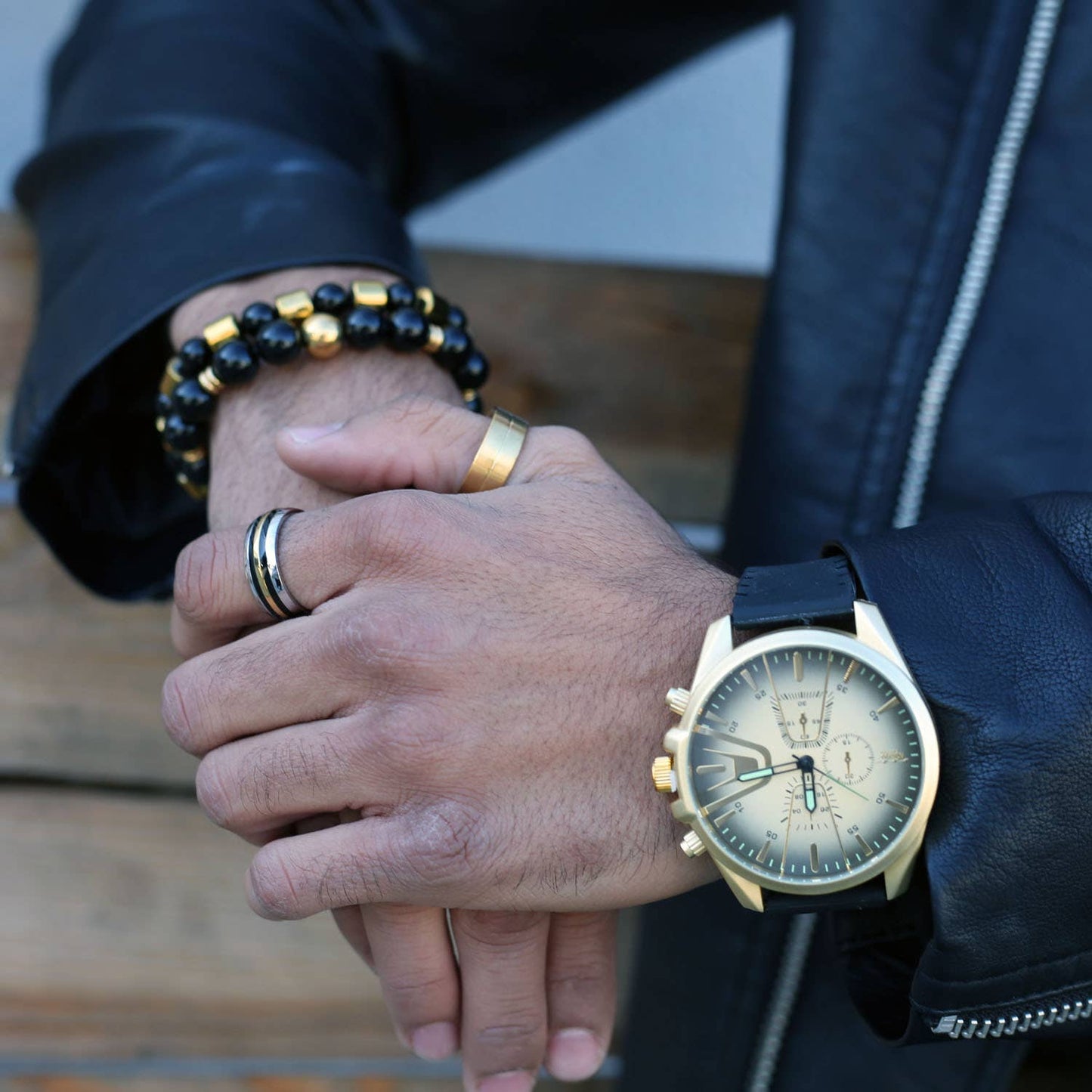 Men's Two Tone Analog Watch -  Blue