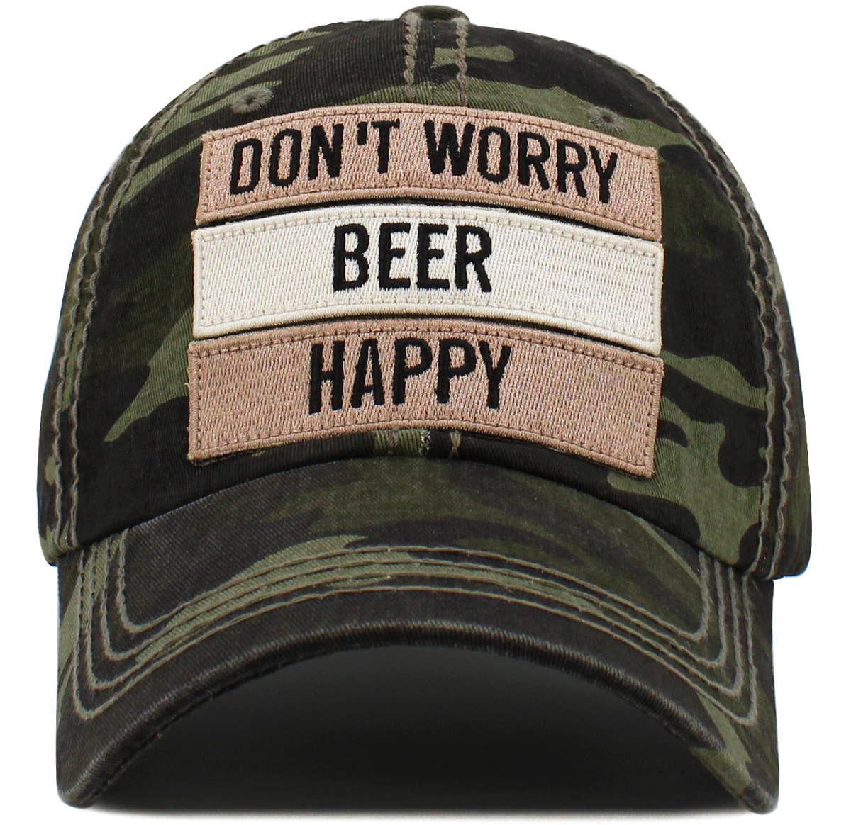 Don't Worry Beer Happy Vintage Ballcap: BLK