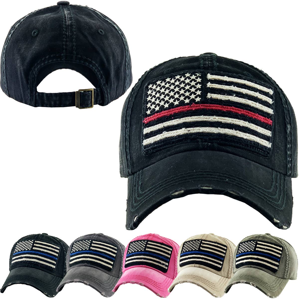 Flag Vintage Ballcap: BLK (RED)