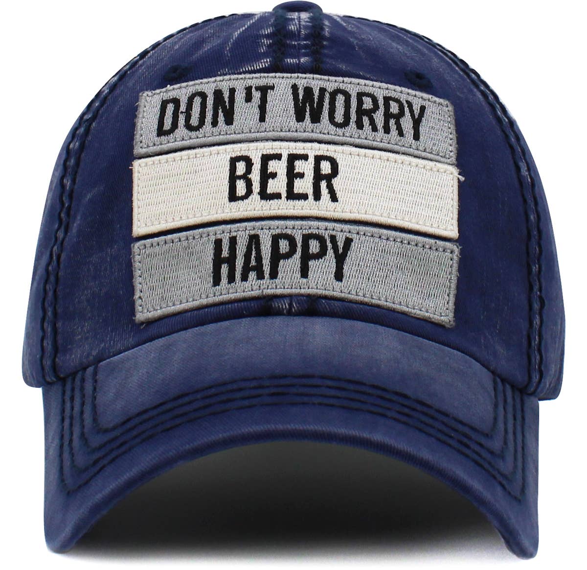 Don't Worry Beer Happy Vintage Ballcap: KHK