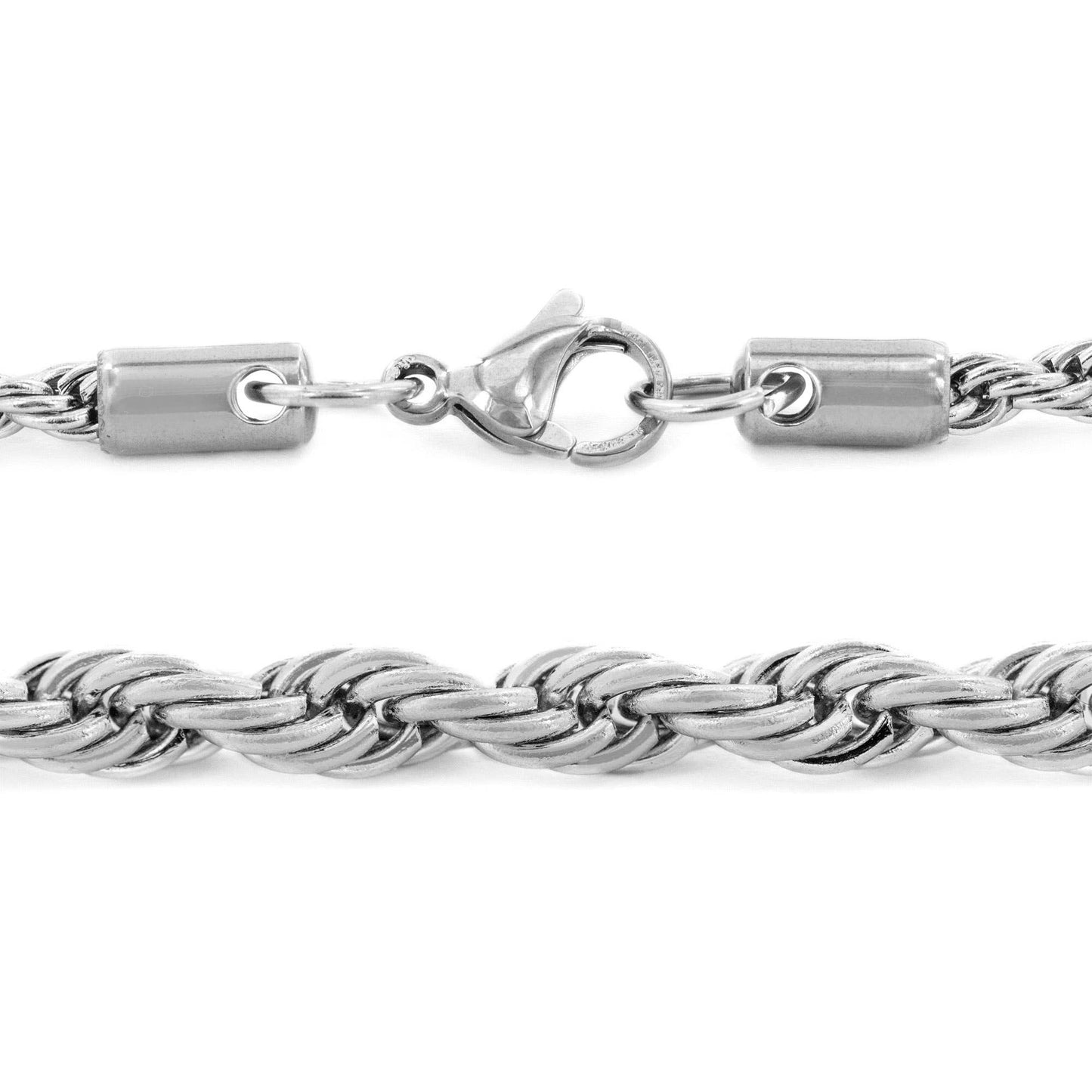 Stainless Steel Rope Chain Necklace (4mm) - 30 Inches