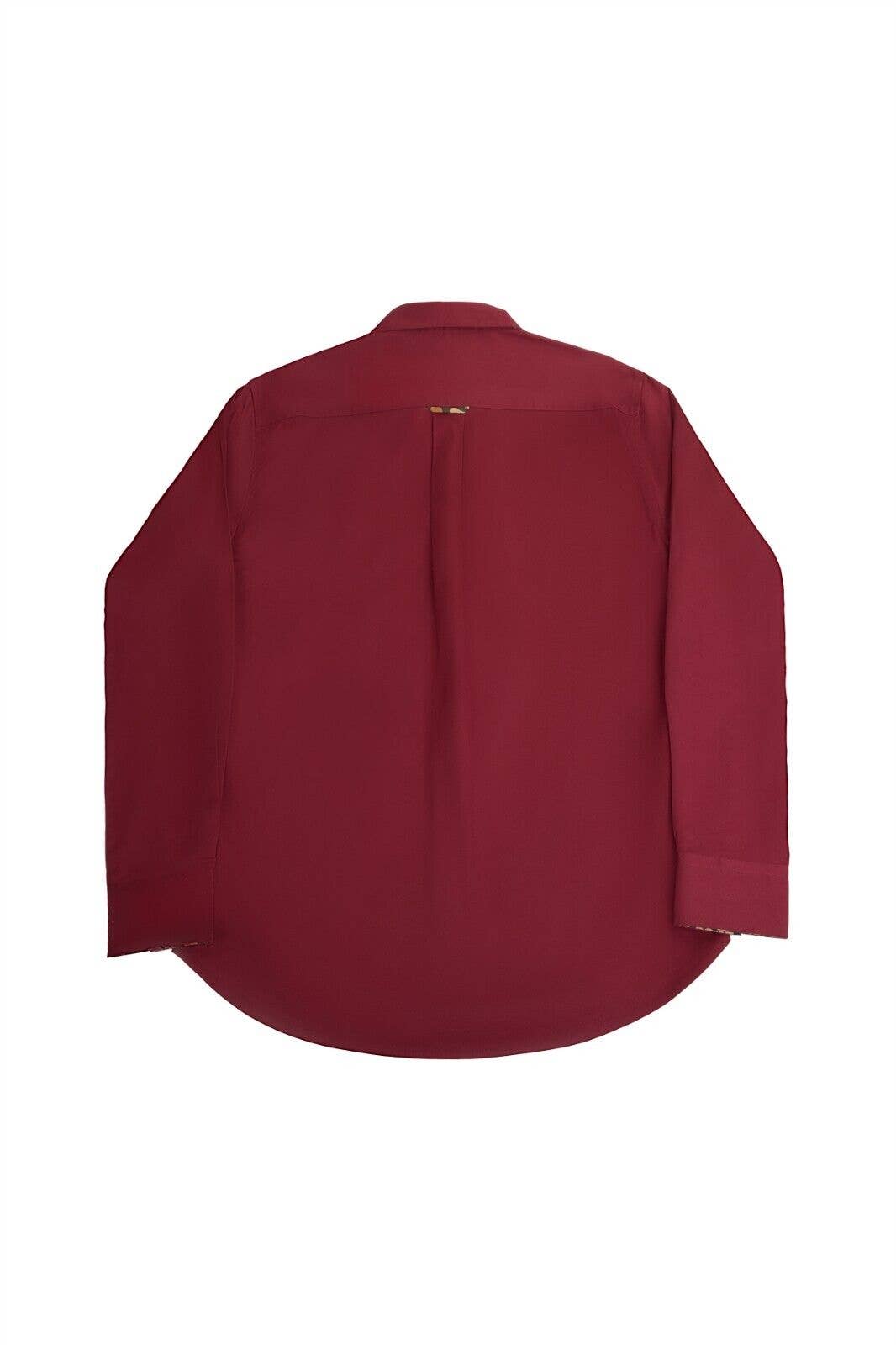 Mens Formal Shirts Long Sleeve Regular Fit Top- Ruby Wine: Ruby Wine / M