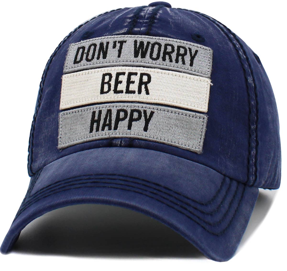 Don't Worry Beer Happy Vintage Ballcap: KHK