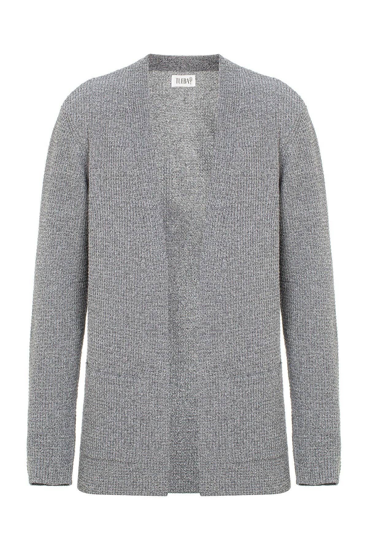 WAFFEL KNIT MEN'S CARDIGAN: Gray / S