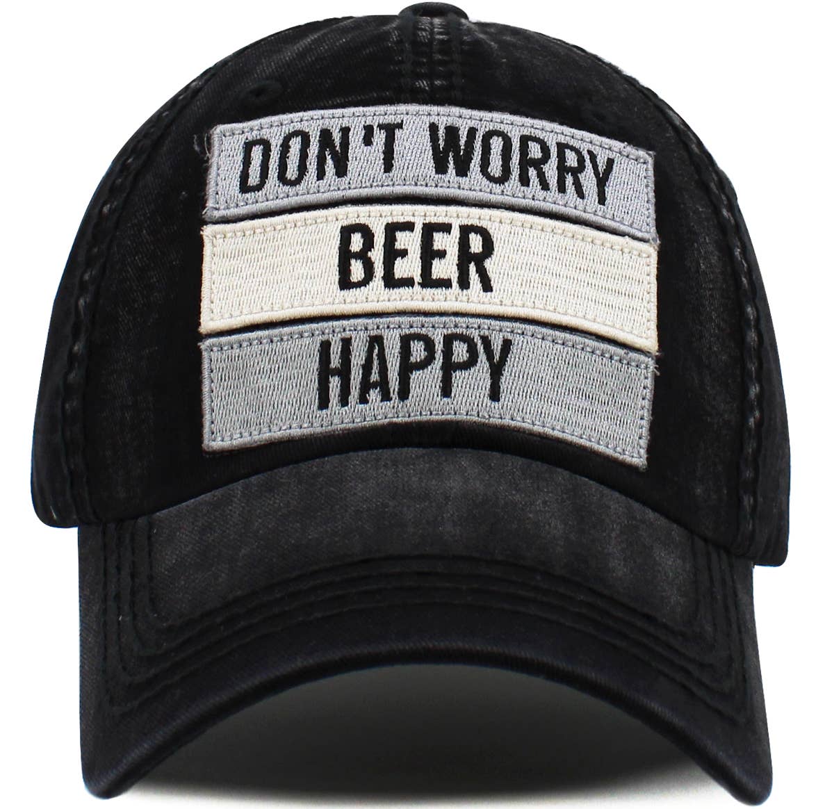 Don't Worry Beer Happy Vintage Ballcap: KHK