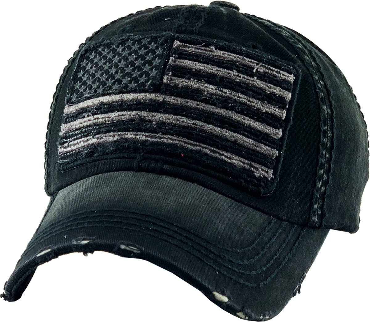 Flag Vintage Ballcap: BLK (RED)