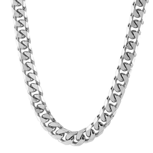 Stainless Steel Beveled Cuban Chain Necklace - 27