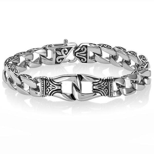 Fleur-de-lis Stainless Steel Link Bracelet