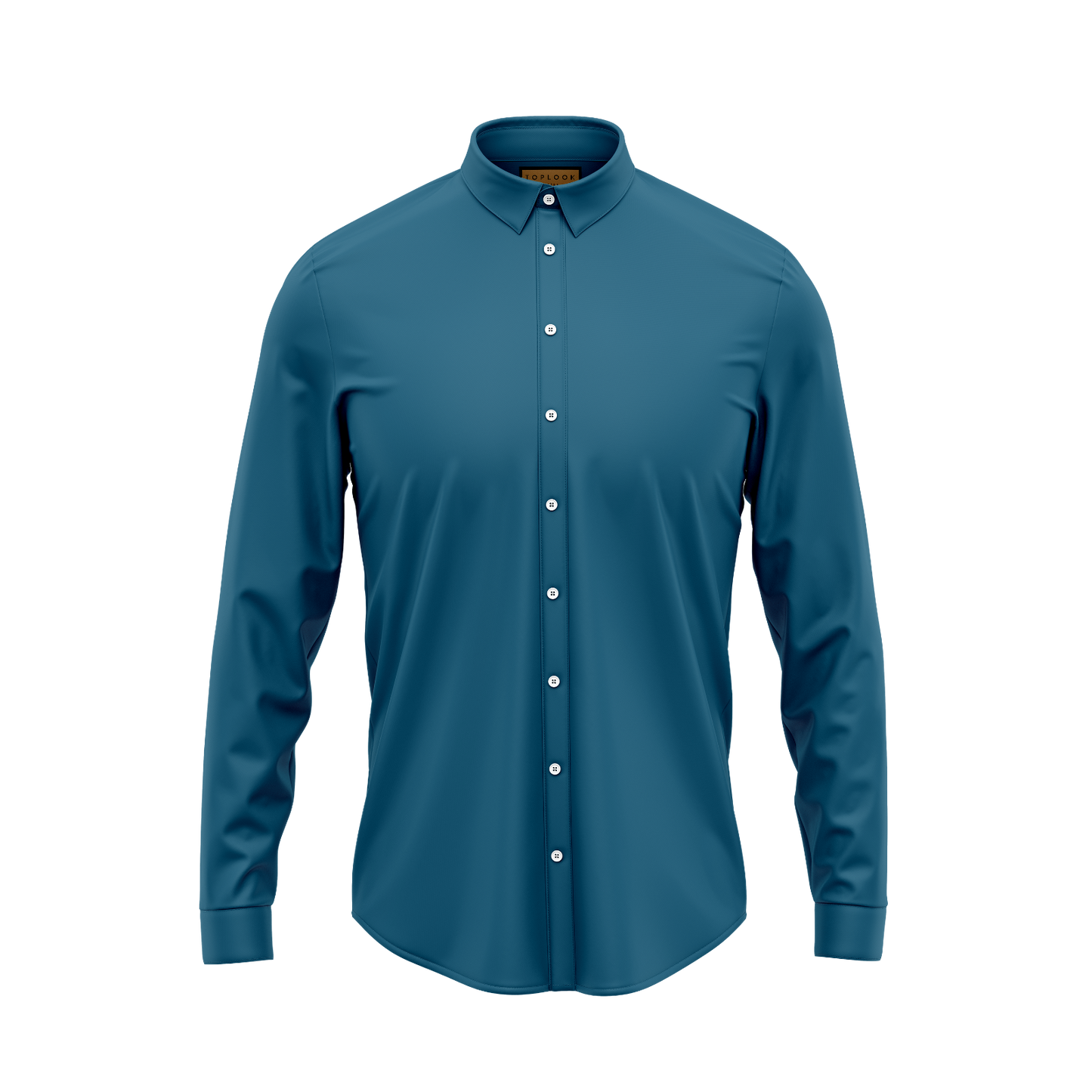 Mens Long Sleeve Poplin Shirts Double Cuff Shirt- Denim Blue: Denim Blue / M
