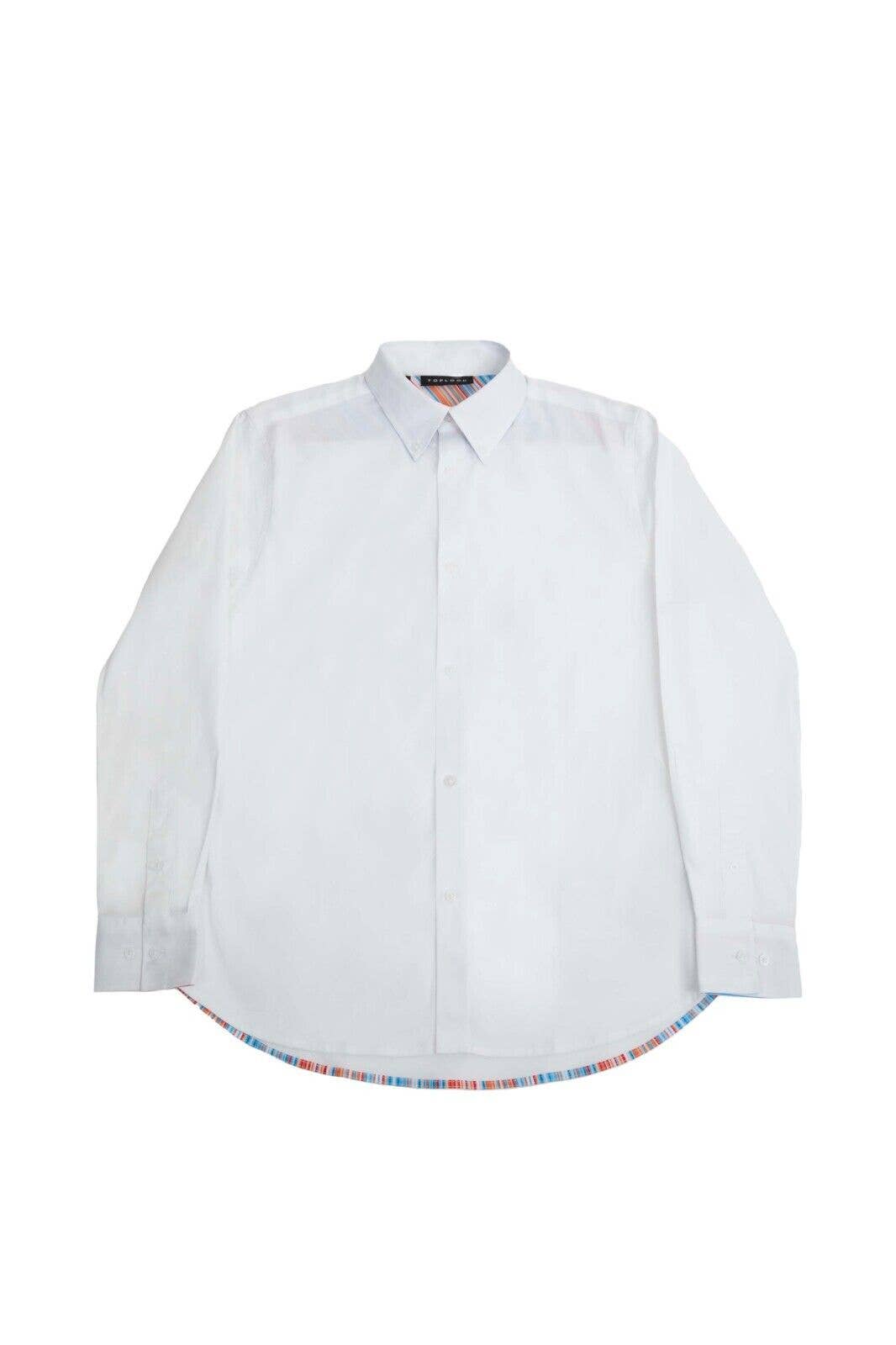 Mens Plain Long Sleeve Shirt Classic Fit Shirts-Bright White: Bright White / M