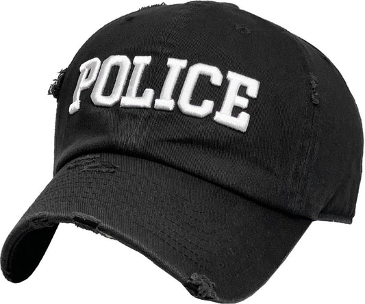 POLICE Vintage Dad Hat: BLK-VINTAGE