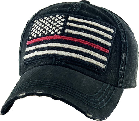 Flag Vintage Ballcap: BLK (RED)