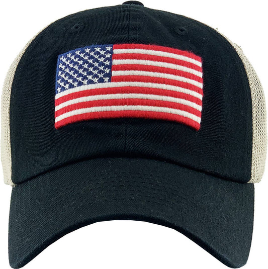FLAG VINTAGE BALLCAP: BLK-FLAG